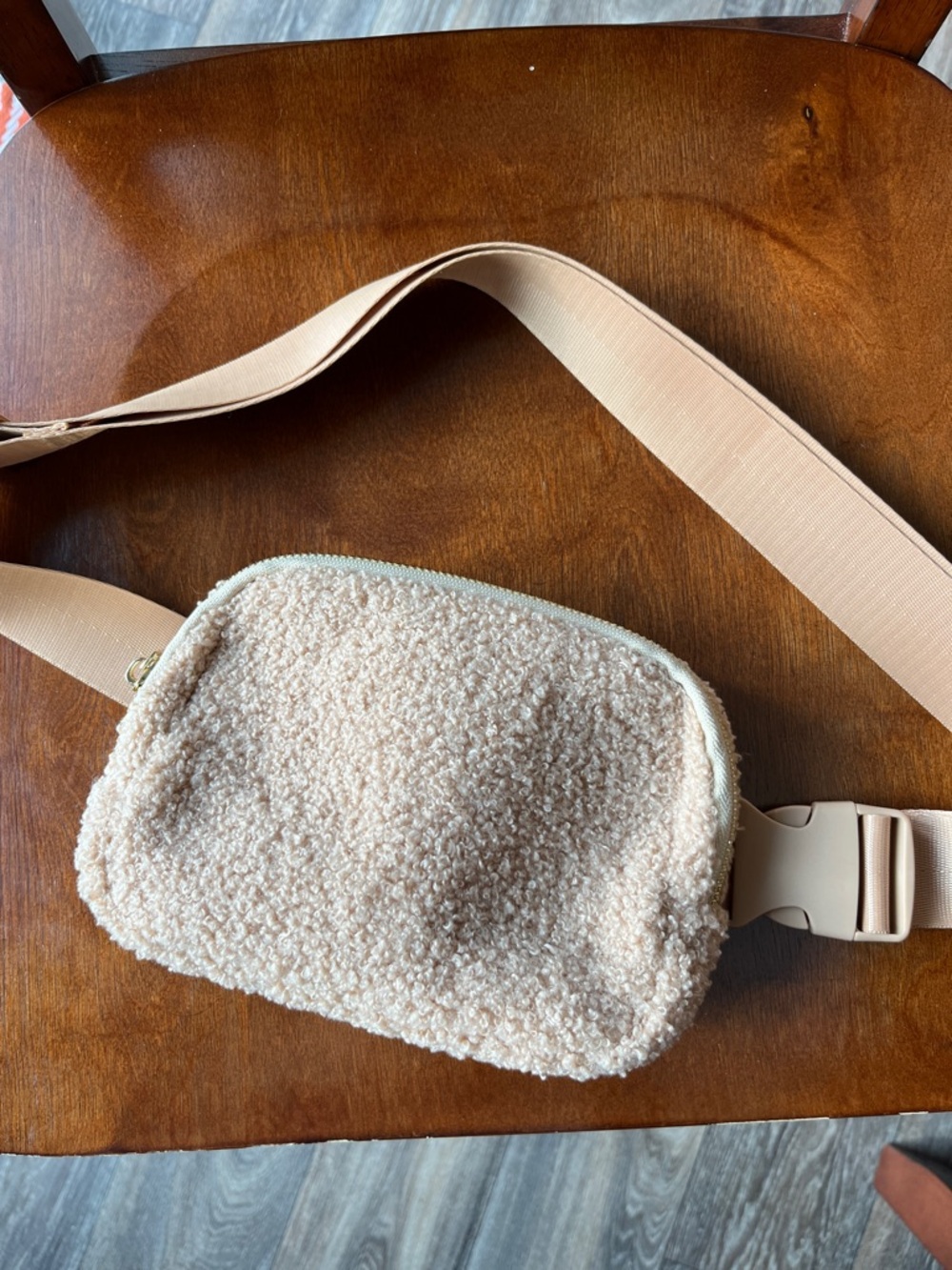 Beige Sherpa Fanny Pack Crossbody Bag